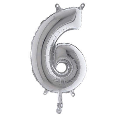 Immagine di Palloncino - numero 6 - H 36 cm - mylar - argento - Big party [42846]