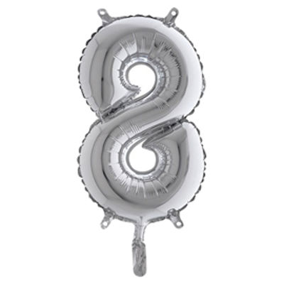 Immagine di Palloncino - numero 8 - H 36 cm - mylar - argento - Big party [42848]