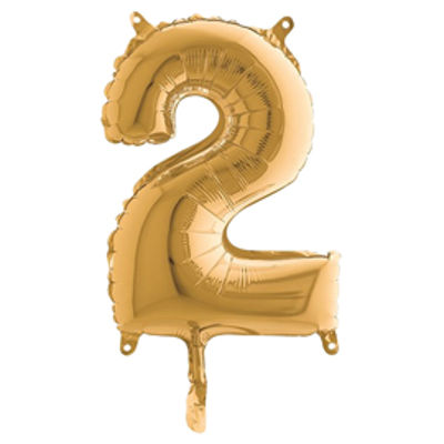 Immagine di Palloncino - numero 2 - H 36 cm - mylar -  oro - Big party [42702]