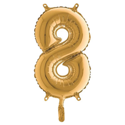 Immagine di Palloncino - numero 8 - H 36 cm - mylar - oro - Big party [42708]