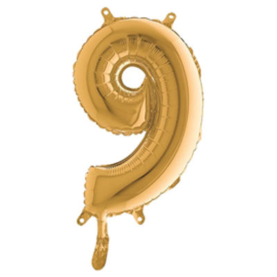 Immagine di Palloncino - numero 9 - H 36 cm - mylar - oro - Big party [42709]