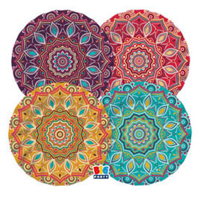 Immagine di Piatto Mandala - diametro 25 cm - carta - Big Party - conf. 8 pezzi [75758]