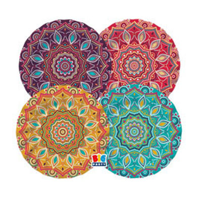 Immagine di Piatto Mandala - diametro 20 cm - carta - Big Party - conf. 8 pezzi [75759]