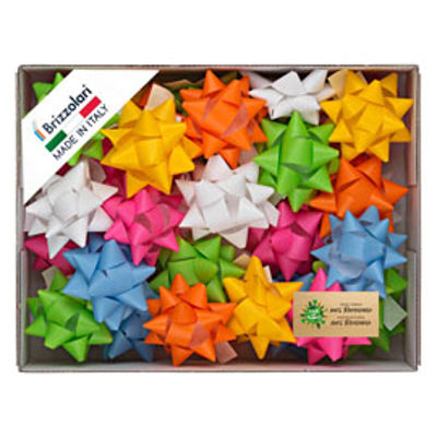 Immagine di Stelle di nastro similpaper - 10 mm x diam. 5 cm - colori assortiti primavera - Brizzolari - conf. 100 pezzi [00221399]