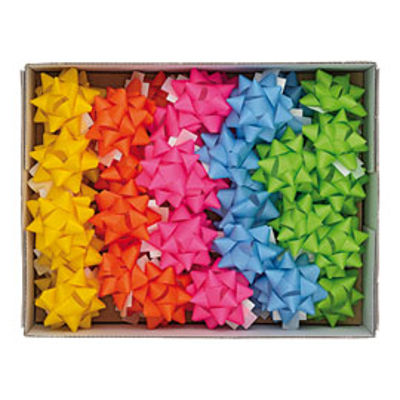 Immagine di Stelle di nastro ecocolor - 15 mm x diam. 6,5 cm - colori assortiti primavera - Brizzolari - conf. 50 pezzi [02467199]