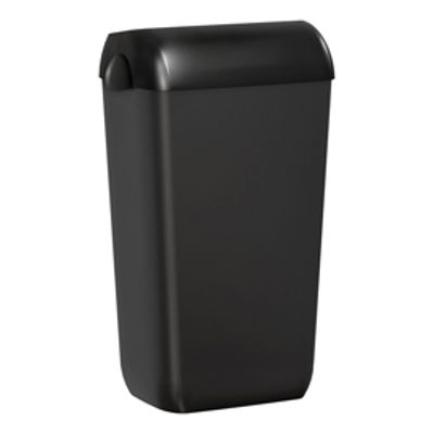 Immagine di Cestino gettacarte Skin Carbon - con coperchio - 54,5 x 22,5 x 33,5 cm - 23 L - nero - Mar Plast [A74023BM]