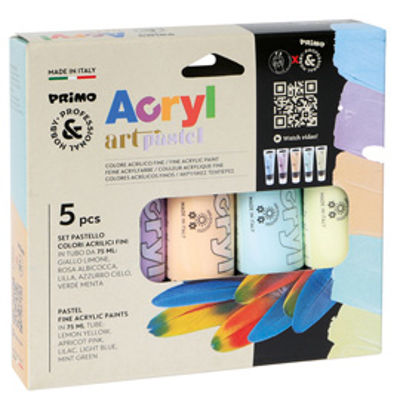 Immagine di Colori Acryl - 75 ml - colori pastel assortiti - Primo - astuccio 5 colori [4212TATM5PAST]