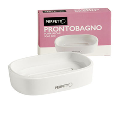 Immagine di Portasapone Pronto Bagno - 12,5 x 8 x 2,5 cm - PPL - bianco - Perfetto [12515]