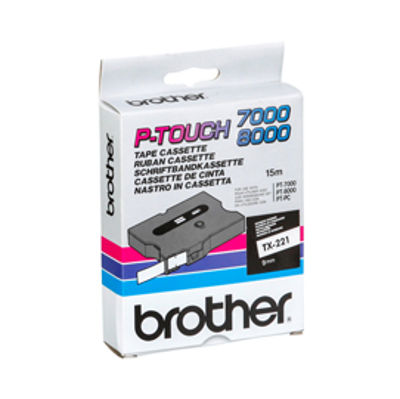 Immagine di Brother - Nastro -  Bianco/Nero - TX221 - 9mm x7,7mt [TX221]