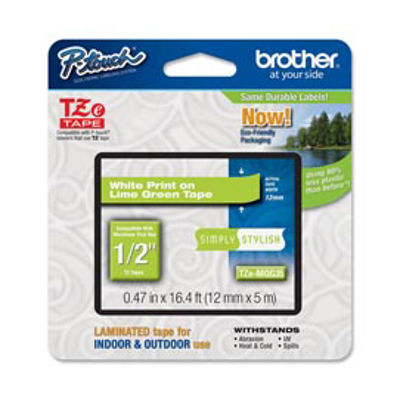 Immagine di Brother - Nastro - Bianco/Verde acido - TZEMQG35 - 12mm x 5mt [TZ-EMQG35]