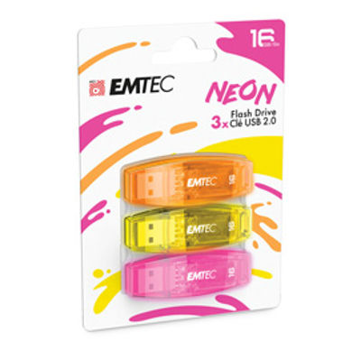 Immagine di MEMORIA USB2.0 C410 16GB 3PZ NEON [ECMMD16GC410P3NEO]