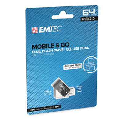 Immagine di Emtec - Dual USB2.0 T260 - micro-USB - ECMMD64GT262B - 64GB [ECMMD64GT262B]