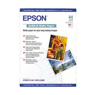 Immagine di Epson - Archival Matte Paper - A4 - 50 Fogli - C13S041342 [C13S041342]