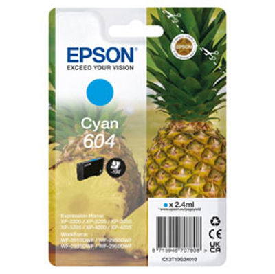 Immagine di Epson Cartuccia 604 Ananas Ciano 2,4 ml [C13T10G24010]