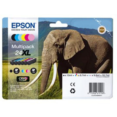 Immagine di MULTIPACK 24XL N.6 CARTUCCE INCHIOSTRO SERIE 24XL-ELEFANTE [C13T24384010]