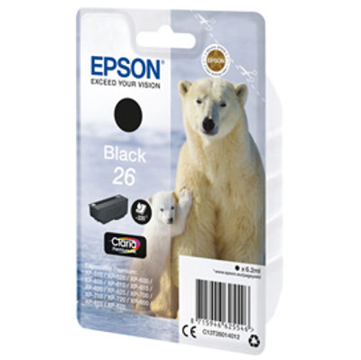 Immagine di CARTUCCIA NERO EPSON CLARIA PREMIUM SERIE 26/ORSO POLARE IN BLISTER RS [C13T26014012]