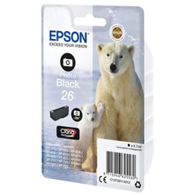 Immagine di CARTUCCIA NERO-FOTO EPSON CLARIA PREMIUM SERIE 26/ORSO POLARE IN BLISTER RS [C13T26114012]