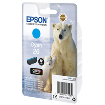 Immagine di CARTUCCIA CIANO EPSON CLARIA PREMIUM SERIE 26/ORSO POLARE IN BLISTER RS [C13T26124012]