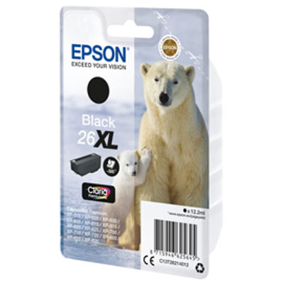 Immagine di CARTUCCIA NERO EPSON CLARIA PREMIUM SERIE 26XL/ORSO POLARE, IN BLISTER [C13T26214012]