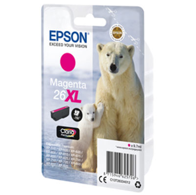 Immagine di CARTUCCIA MAGENTA EPSON CLARIA PREMIUM, SERIE 26XL/ORSO POLARE, IN BLISTER [C13T26334012]