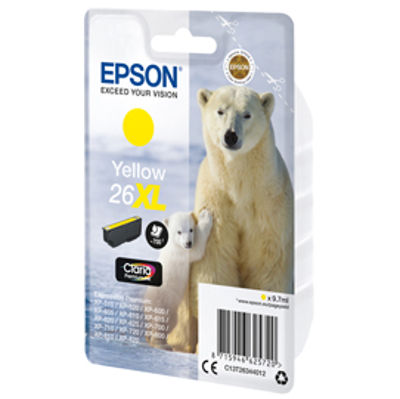 Immagine di CARTUCCIA GIALLO EPSON CLARIA PREMIUM, SERIE 26XL/ORSO POLARE, IN BLISTER [C13T26344012]