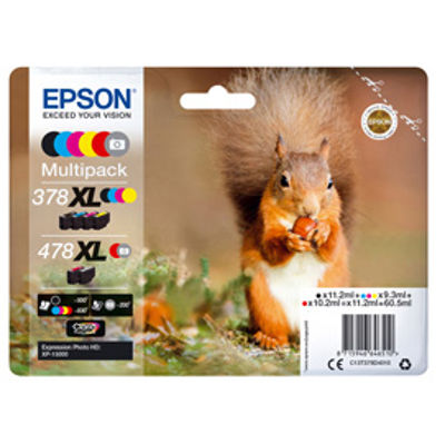 Immagine di Epson - Multipack Cartuccia ink - 378XL/478XL - C/M/Y/K/R/G - C13T379D4010 - C/M/Y 9,3ml - K/R 11,2ml - R 10,2ml [C13T379D4010]