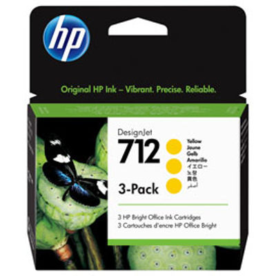 Immagine di Hp - Conf. 3 Cartucce - 712 - Giallo - 3ED79A - 29 ml cad [3ED79A]