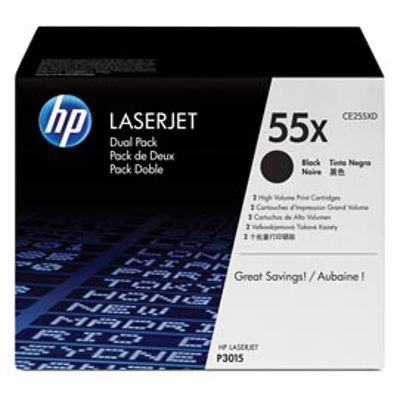 Immagine di SCATOLA 2 TONER NERO HP LASERJET CE255X LASERJET P-3015DN 12.500PG [CE255XD]