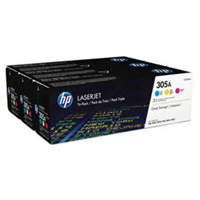 Immagine di SCATOLA MULTIPACK 3 TONER COLORI CIANO-MAG-GIALLO HP LASERJET NR.305 [CF370AM]