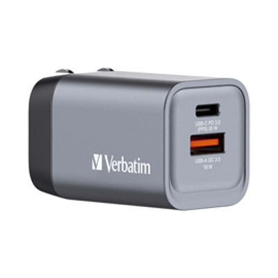 Immagine di Adattatore da viaggio GNC-35- 1x USB-C PD 35W, 1x USB-A QC 3.0-35W-Verbatim [32200]