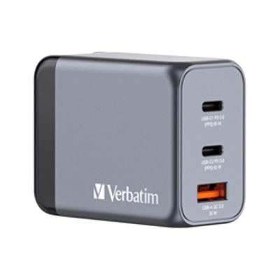 Immagine di Adattatore da viaggio GNC-65- 2x USB-C PD 65W, 1x USB-A QC 3.0-65W_Verbatim [32201]