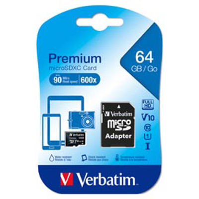 Immagine di Verbatim - micro SDHC - 64gb hc classe 10 fino a 45mb/s [44084]