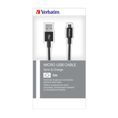 Immagine di Verbatim Cavo MICRO B USB CABLE SYNC  CHARGE 100CM NERO [48863]