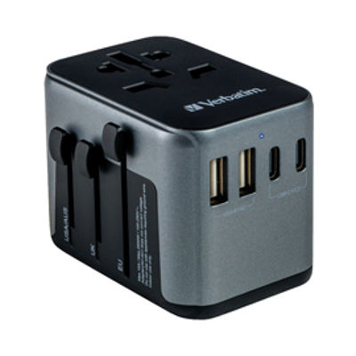 Immagine di Adattatore da viaggio Verbatim UTA-03 PD30W / QC / 2xUSB / 2xType-C [49545]