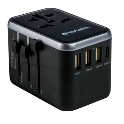 Immagine di Adattatore da viaggio UTA-04 PD61W / QC / 3xUSB / 2xType-C Verbatim [49546]